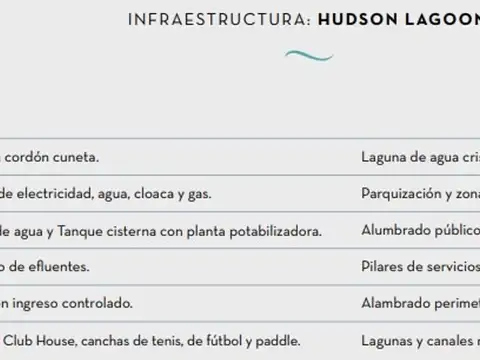 VENTA DE TERRENO EN BARRIO LAGOON HUDSON