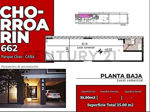VENTA LOCAL 35,8 m² A ESTRENAR EN PARQUE CHAS - VILLA URQUIZA MUY AMPLIA VEREDA