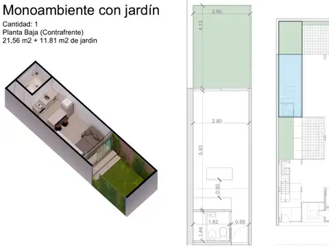 Monoamb de pozo en planta baja con patio al contrafrente. Ubicado en San Martin 632, Lomas de Zamora