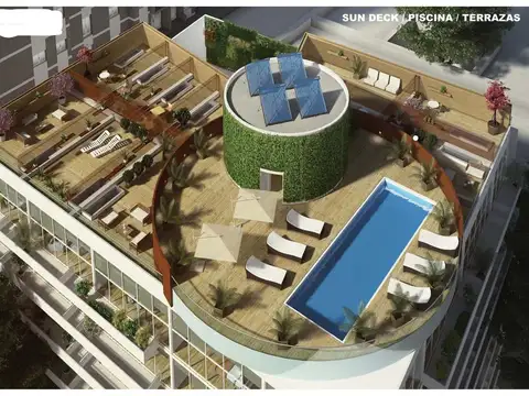 MONOAMBIENTE C/COCHERA(opcional) .  AMENITIES : Piscina,. Solárium,. Gimnasio. Lavandería, SUM y Seguridad.Jardín