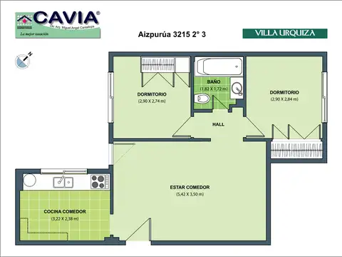 Departamento 3 ambientes con 1 baño