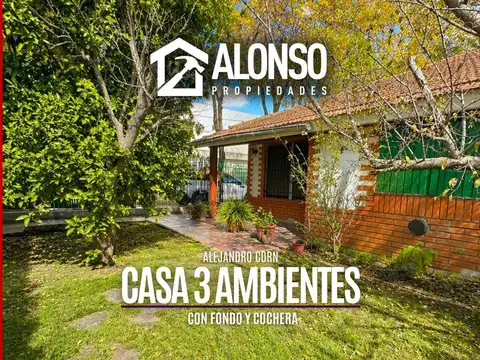 VENTA - CASA 3 AMBIENTES CON COCHERA Y PATIO -ALEJANDRO KORN