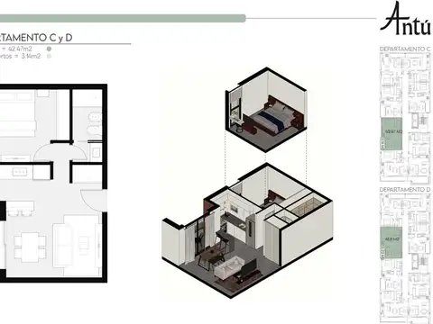 Departamento en Venta de 1 dormitorio