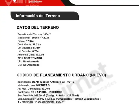 Terreno en Venta de 143,0 m2