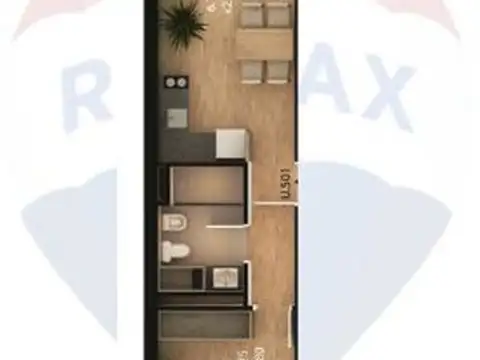 Departamento 2 ambientes con 1 baño