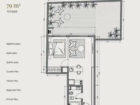 Departamento Monoambiente con 1 baño