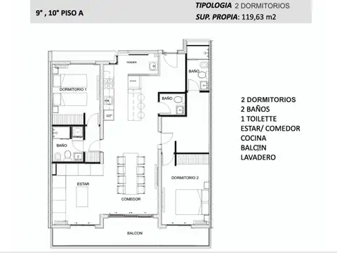 Departamento en Venta de 3 ambientes