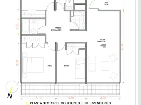 Departamento 5 ambientes con 2 baños