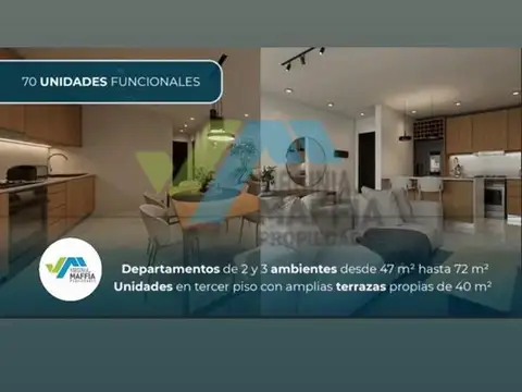 Departamento 3 ambientes con 2 baños