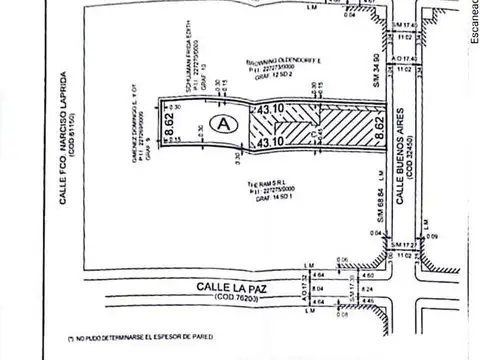 Terreno en Venta 43  mts Fondo