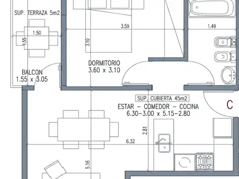 Departamento en Venta de 2 ambientes