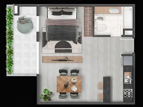Departamento Monoambiente con 1 baño