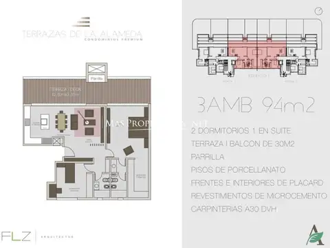 Venta Departamento c/ cochera en La alameda 2 Dormitorios Canning 100