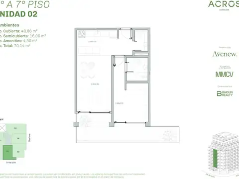 Departamento de 2 ambientes en venta en Chacarita