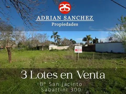 3 LOTES EN VENTA Barrio San Jacinto