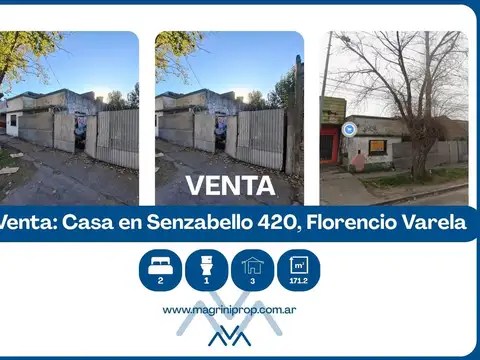 Casa 2 Habitaciones en Bombero Voluntario Vicente Senzabello al 400, Florencio Varela, Buenos Aires