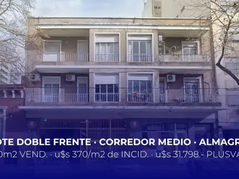 Venta Terreno . Corredor Medio . Lote doble frente . Centro de Manzana . Almagro