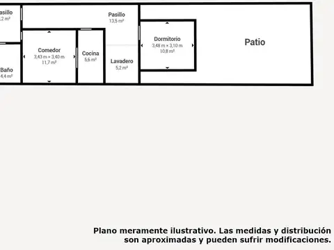 Depto Tipo Casa 2 ambientes con 1 baño