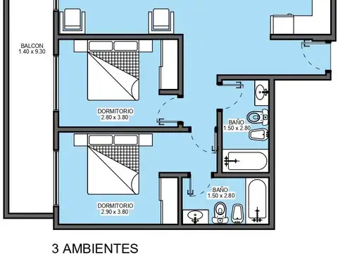 Departamento 3 ambientes al frente en Saavedra