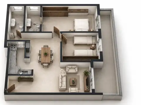 Emprendimiento - Departamento 3 ambientes con Balcón Terraza (al Frente) - COGHLAN