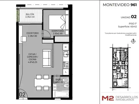 Departamento en Venta de 1 dormitorio