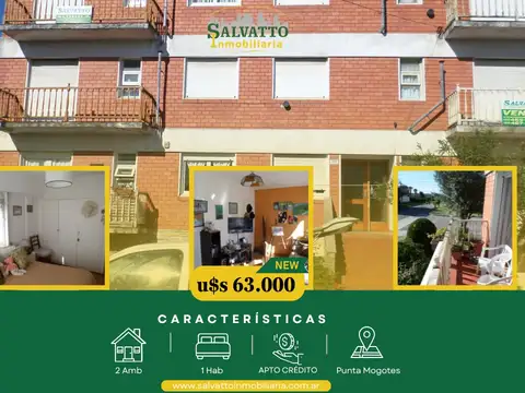 Departamento 2 ambientes a la calle con balcón en Punta Mogotes