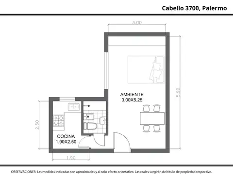 Departamento en Venta en Palermo Chico, USD 74.500
