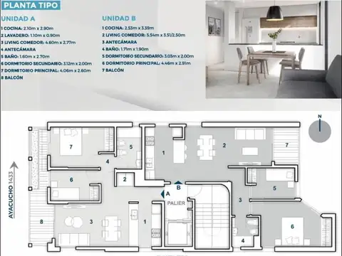 Departamento 3 ambientes con 1 baño
