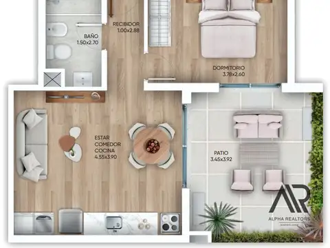 Departamento 3 ambientes con 1 baño