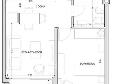Departamento en Venta de 1 dormitorio
