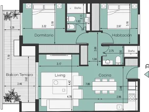 Departamento en Venta de 3 ambientes