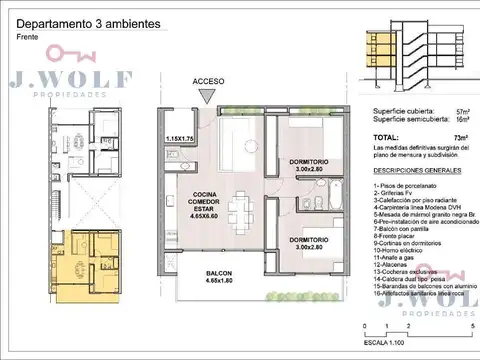 Departamento en Venta de 3 ambientes
