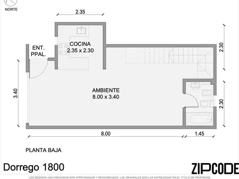 Depto Tipo Casa Monoambiente con 1 baño