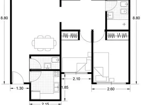 Humboldt 300 * 2do. Piso - Frente - Depto. 4 Amb.  C/ BALCÓN y TOILETTE -Sup. total  85 m² - Por m²