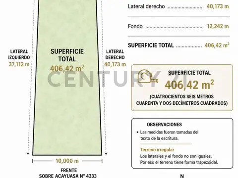 Terreno en Venta de 406,42 m2
