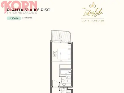 Departamento 2 ambientes con 1 baño