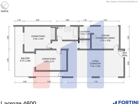Departamento 3 ambientes con 1 baño