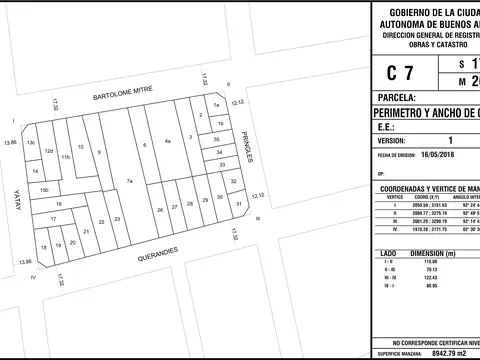 Terreno en Venta 10  mts Fondo