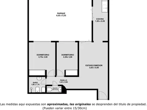 Depto Tipo Casa 3 ambientes con 1 baño