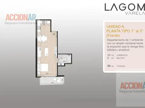 Departamento en Venta de Monoambiente