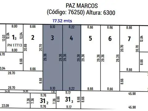 Marcos Paz al 6300. 17mts de frente x 29mts de fondo. Casa a Reciclar.