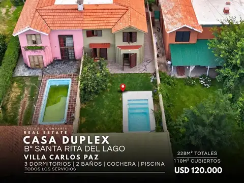 Venta Casa Duplex de 3 dormitorios con pileta en Barrio Santa Rita – Villa Carlos Paz