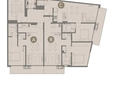 Departamento 2 ambientes con 2 baños