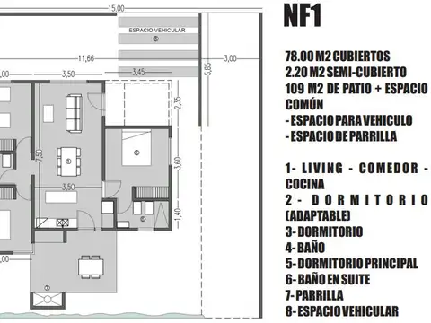 Casa 4 ambientes con 2 baños