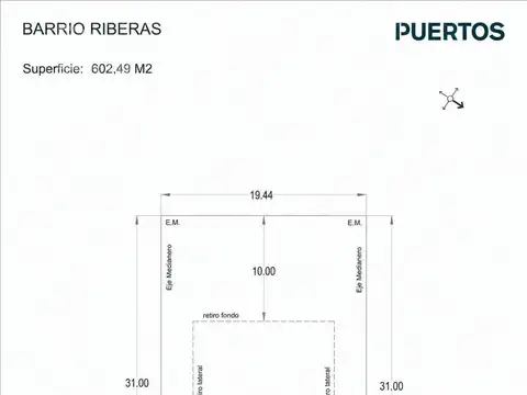 Terreno en Venta 19  mts Frente