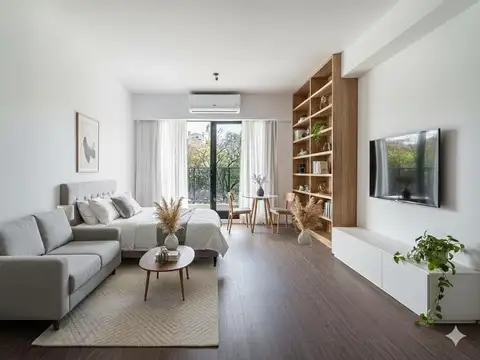 Super monoambiente apto profesional con vista verde y amenities en Las Cañitas