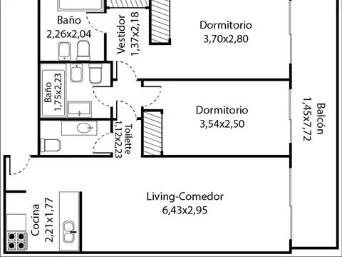 Departamento en Venta de 3 ambientes