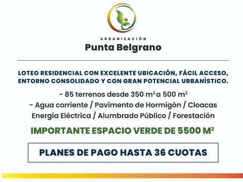 Terreno en Venta 38  mts Fondo