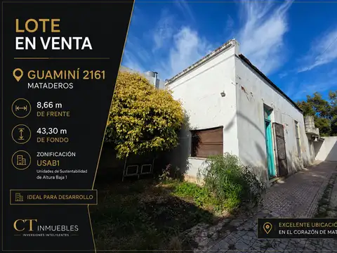 Lote propio de 375 m² en Mataderos – Zonificación USAB1 – NUEVO VALOR