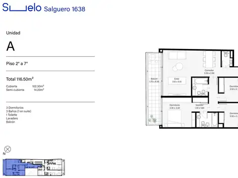 Departamento en Venta de 3 dormitorios